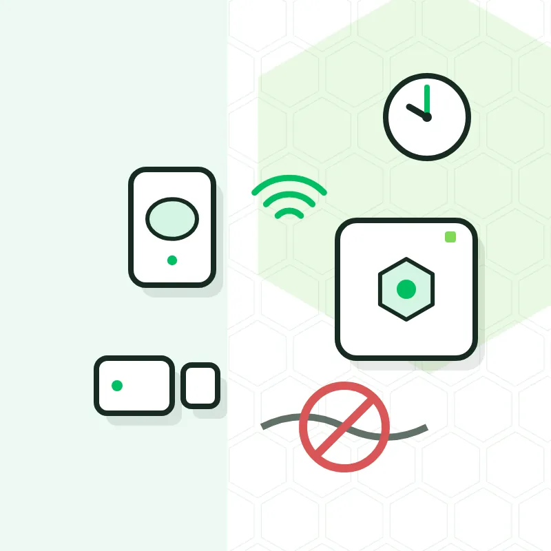Ilustración de detectores inalámbricos sin cables ni obras